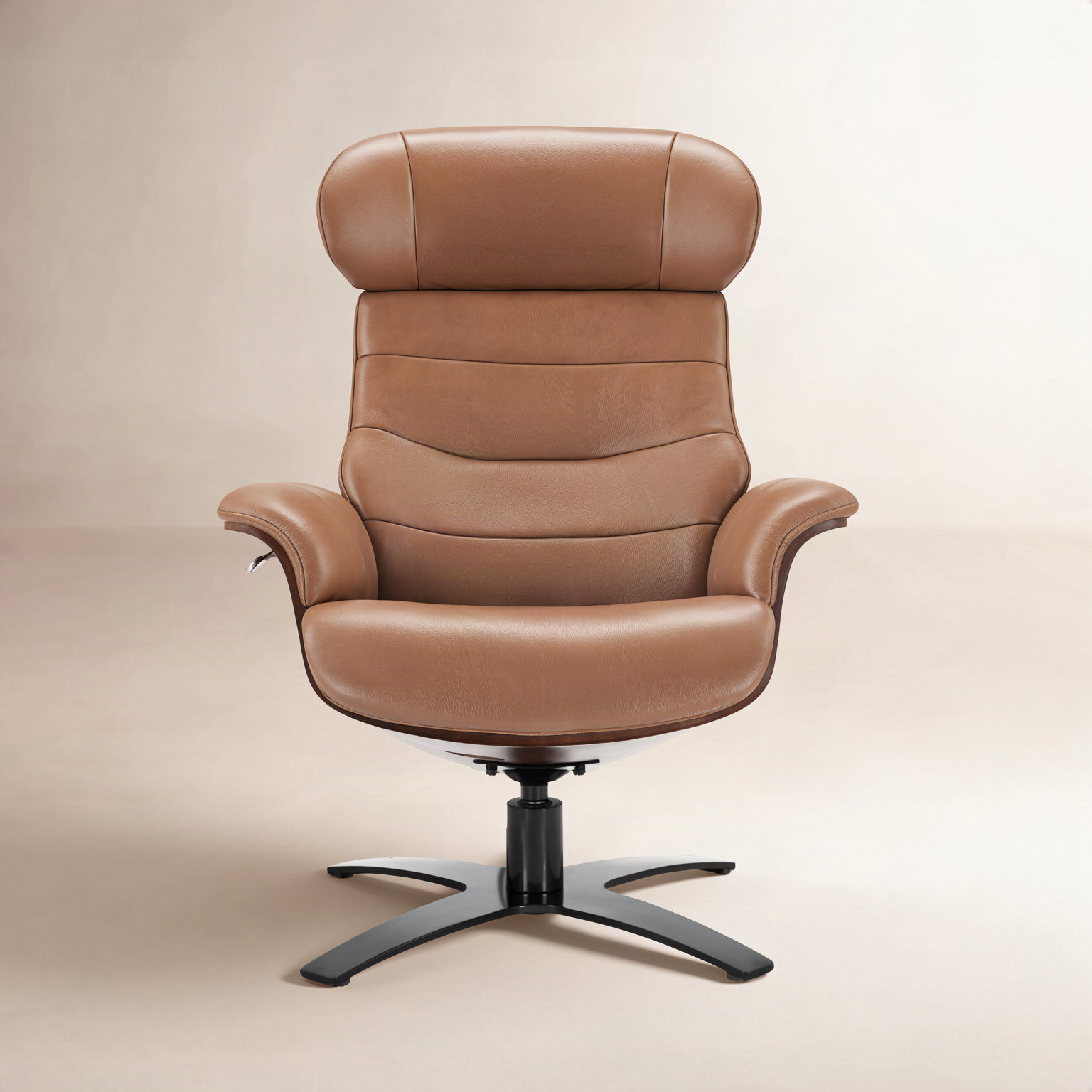 Dillon 31" Genuine Leather Manual Swivel Recliner, Boston Saddle