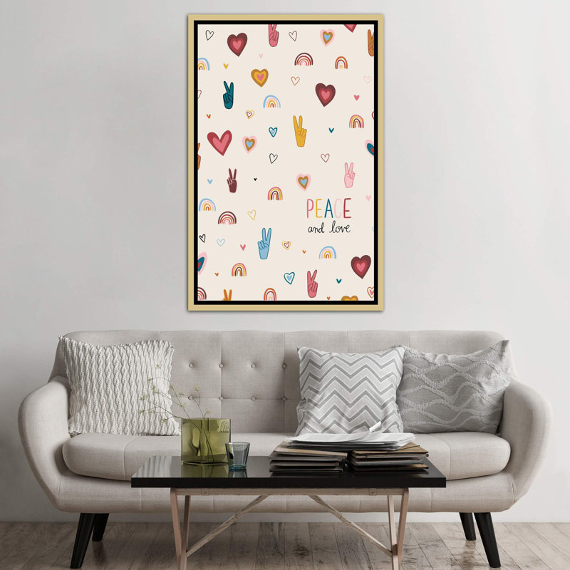 Art vi vibes, H 60 po x l 40po x P 1,5 po, Toile encadrée d'or