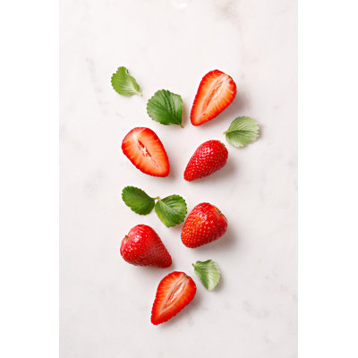 Flat Lay Strawberries. by Virtustudio - Wrapped Canvas Print