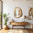 Asymmetrical Pine Wood Frame Wall Mirror