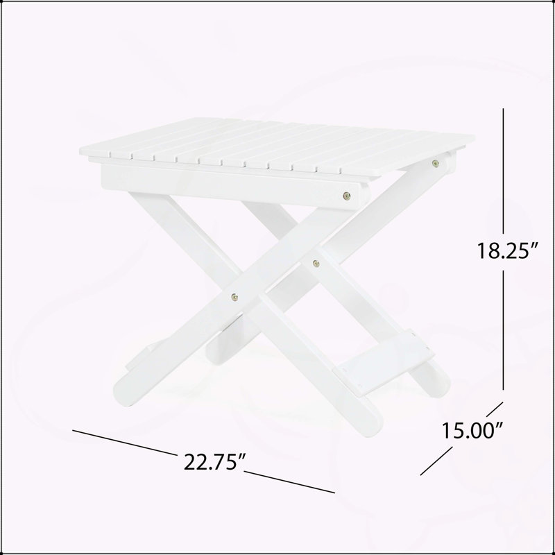 Table d'appoint d'extérieur pliante en bois, Blanc