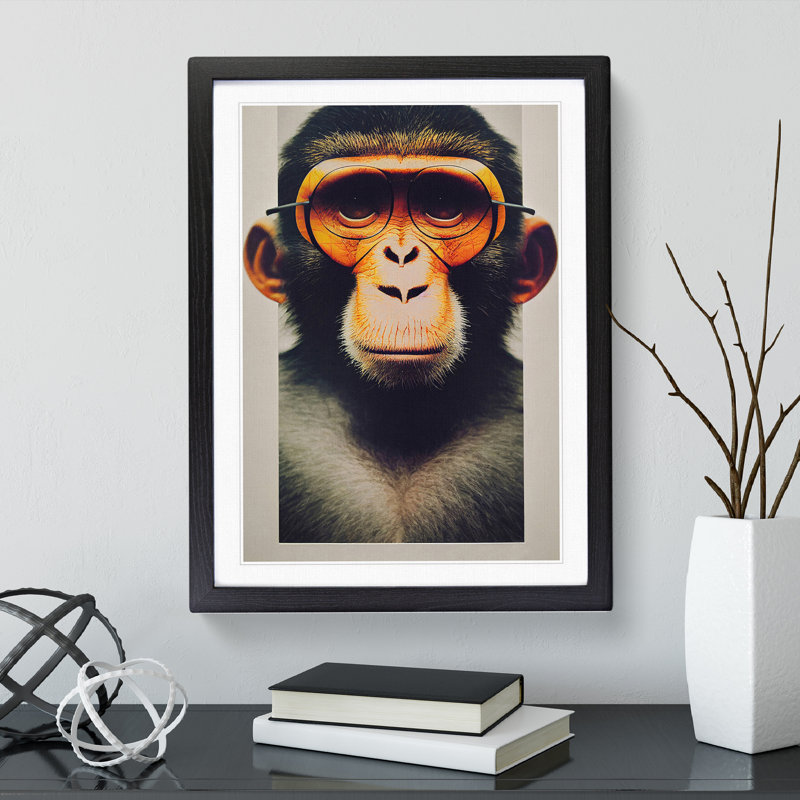 Outstanding Monkey - Framed Print, Black, 64cm H x 46cm W x 2cm D