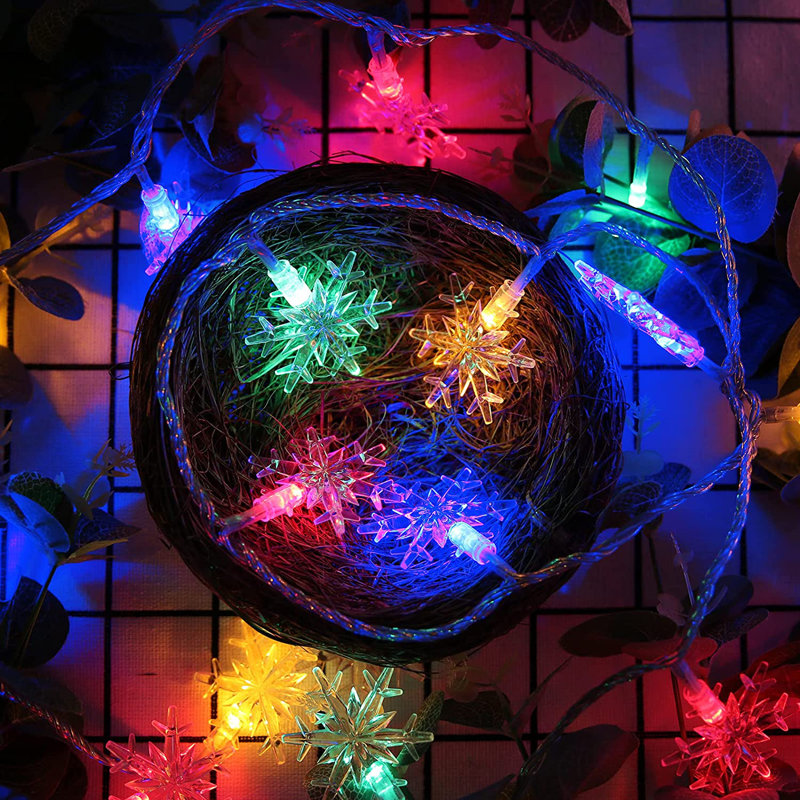 100 LED 49 FT Snowflake String Lights, Multicolor