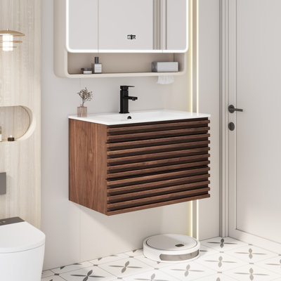 Meuble-lavabo simple Sharee avec comptoir d'évier, robinet et drain en alliage de zinc, certificat EPA