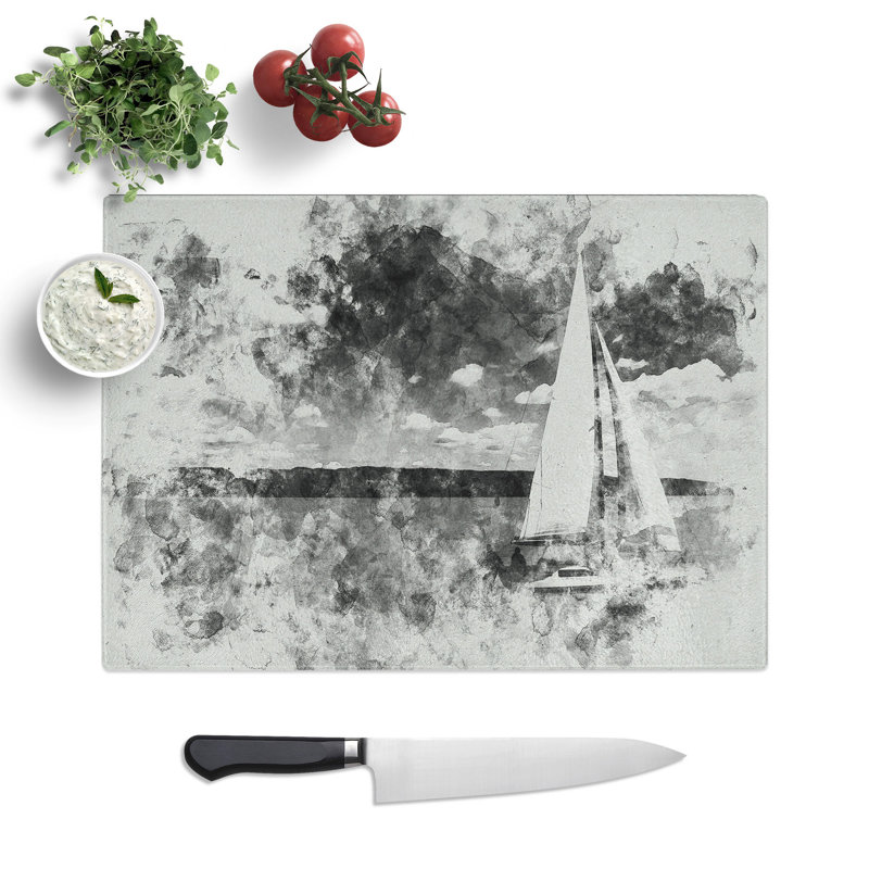 Sailing Boat Vol.3 Watercolour Chopping Board, 28.5cm W x 39cm L