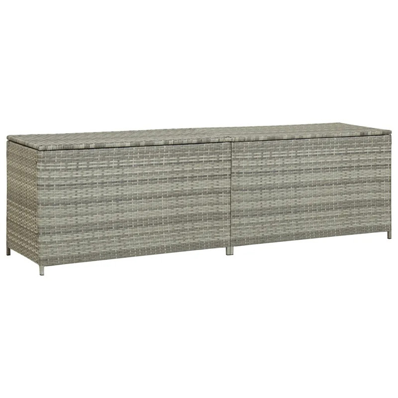 Garden Storage Box Poly Rattan 200x50x60 cm, Grey