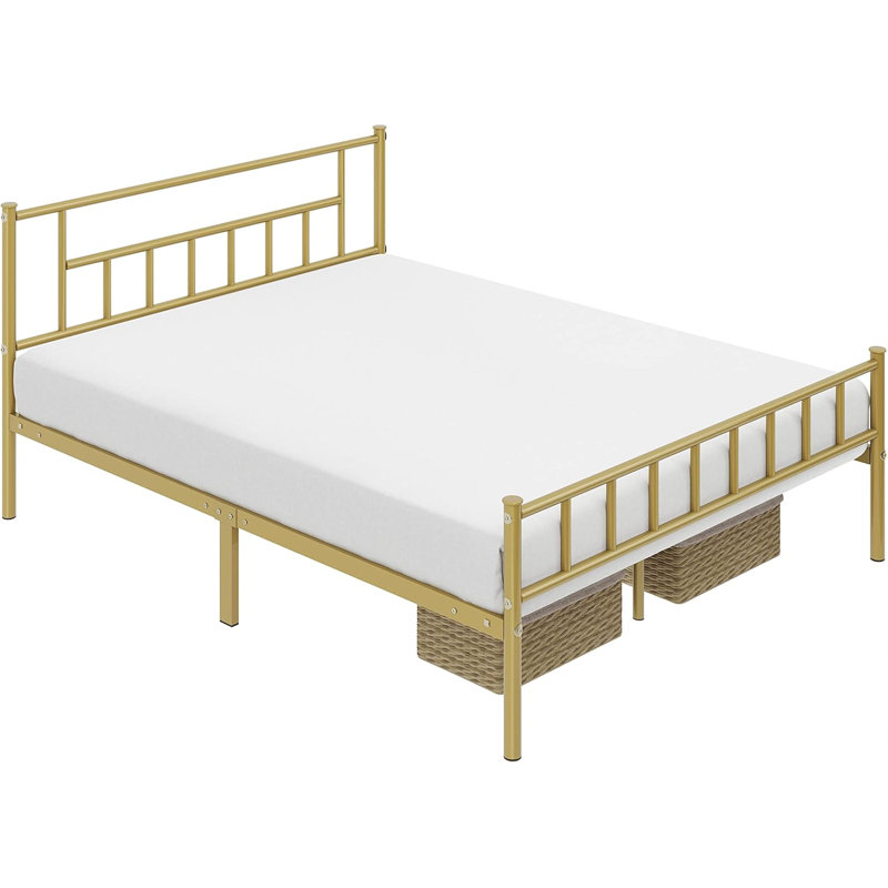 Delaenie Metal Platform Bed, Antique Gold, Full / Double