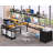 Mobean Modular L-Shaped Steel Computer Desk with Built-In Electrical Outlet-678951741
