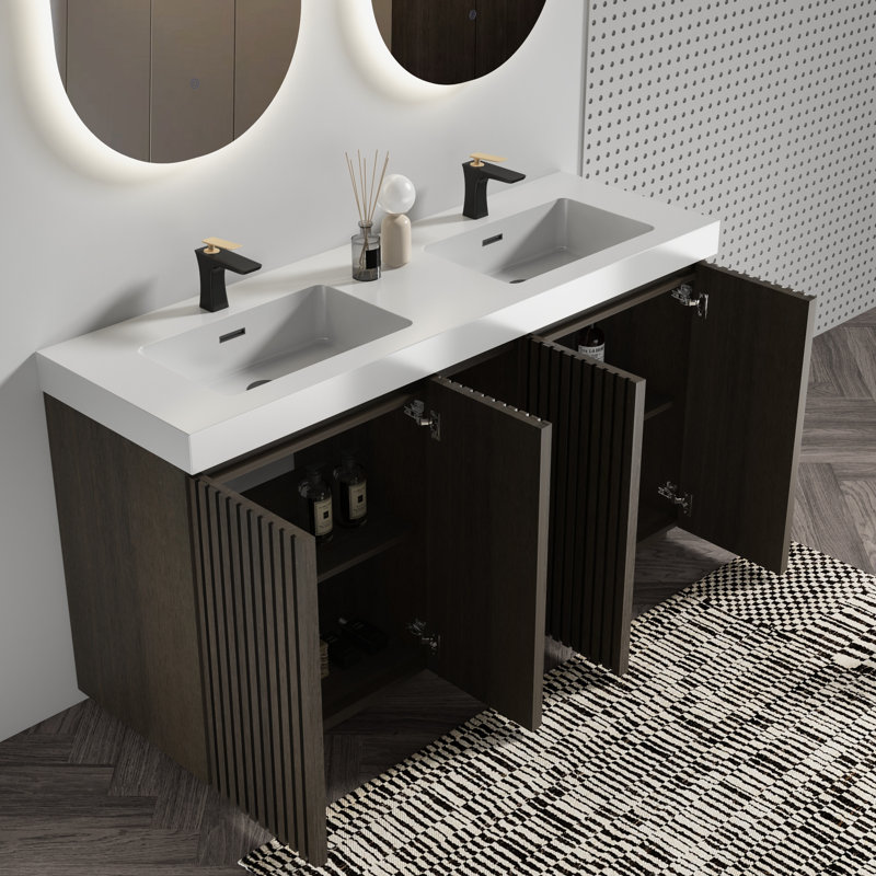 Meuble-lavabo à deux portes Galan60f, White