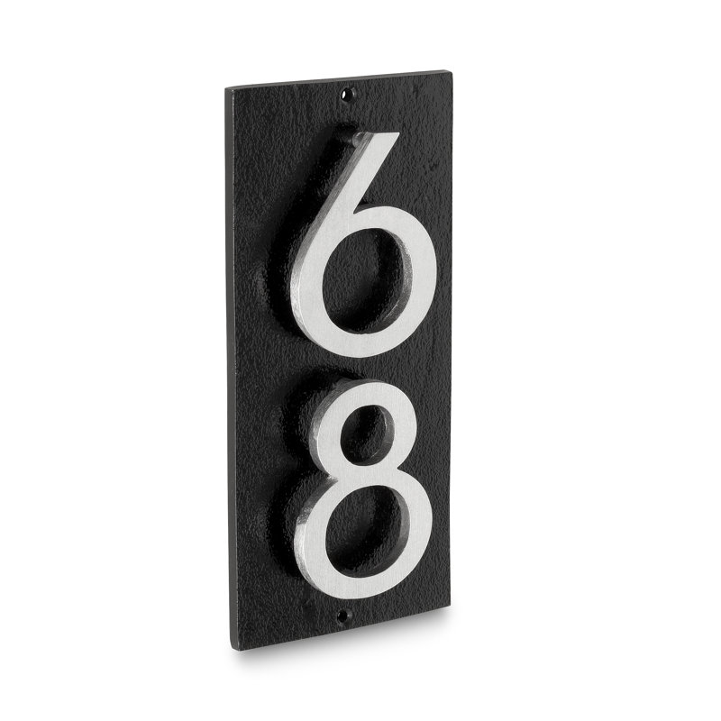 Plaque d’adresse murale sur 1 ligne flottante, Noir, Nickel satiné deux tons, Oui
