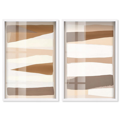 Ensemble d'œuvres d'art mural moderne « Linear Landscapes » en cadre-boîte d'Art Remedy, cadre noir, 10 x 15