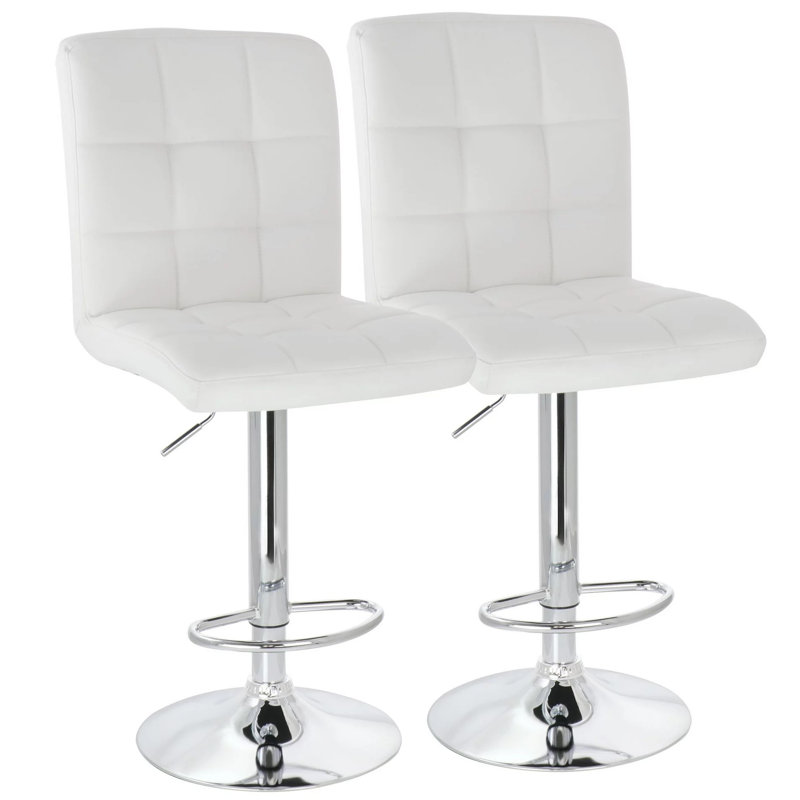Tabouret de comptoir 2 pièces Tiodoro, Similicuir blanc