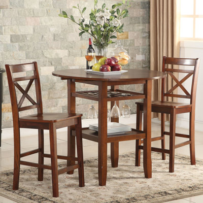 Counter Height Chairs Of 2 In Cherry Finish - Stable & Elegant With Attractive Shape
