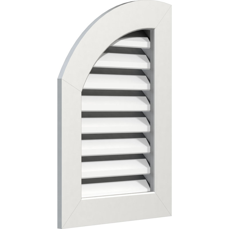 Évent en PVC à pignon rond supérieur gauche avec cadre plat blanc, H 41 po x l 20 po x P 3 po