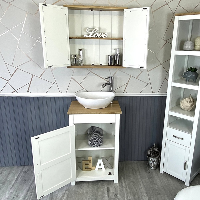 Marti 515mm Single Bathroom Vanity with Vessel Ceramic Basin, White