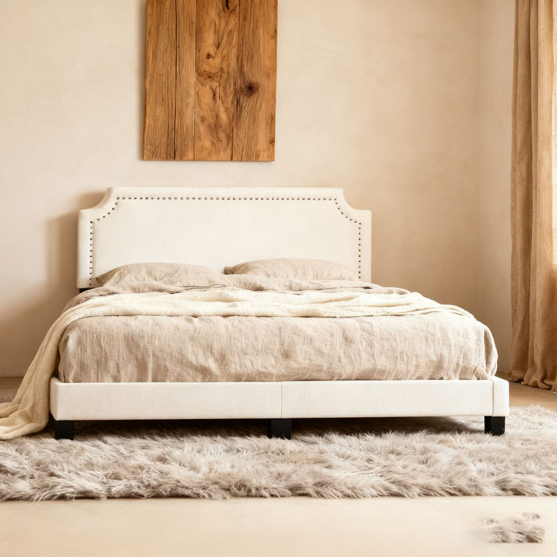Linen Upholstered Platform Bed, Full