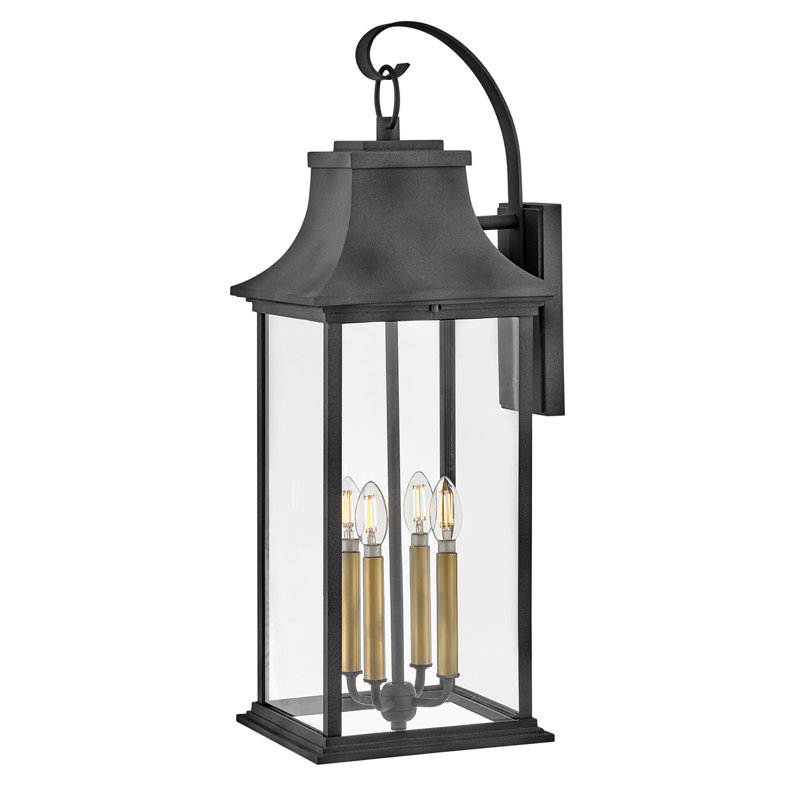 Adair 4-Light Outdoor Wall Mount Coach Lantern w/ LEDs Included - Aged Zinc