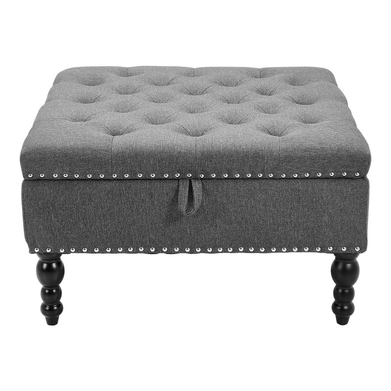 Dupras 74cm Wide Ottoman with Storage, Grey