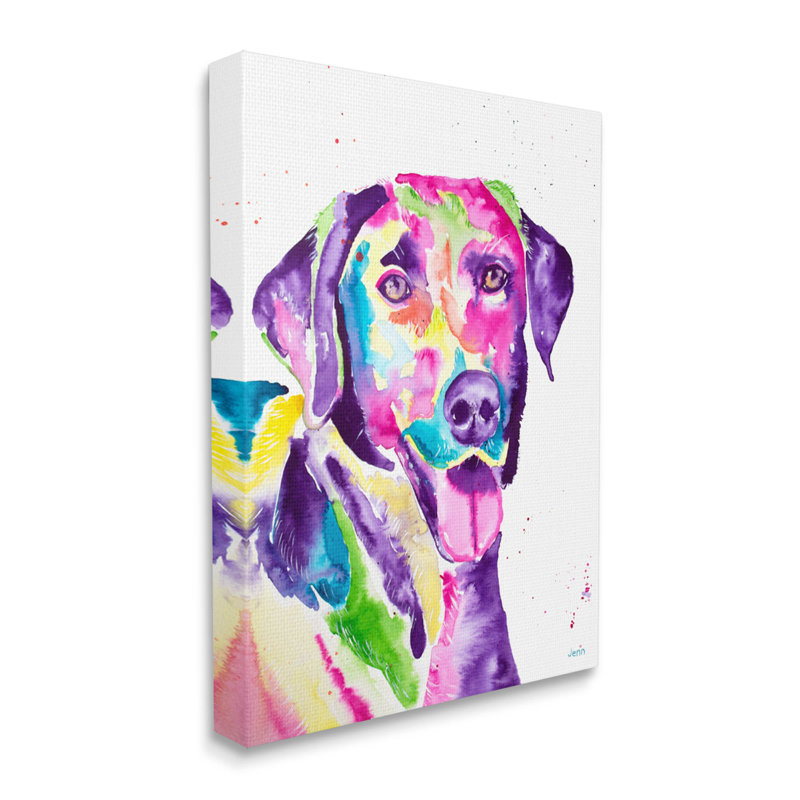 «Purple Lab Dog Happy Retriever», art mural sur toile par Jen Seeley, H 20 po x l 16 po x P 1,5 po