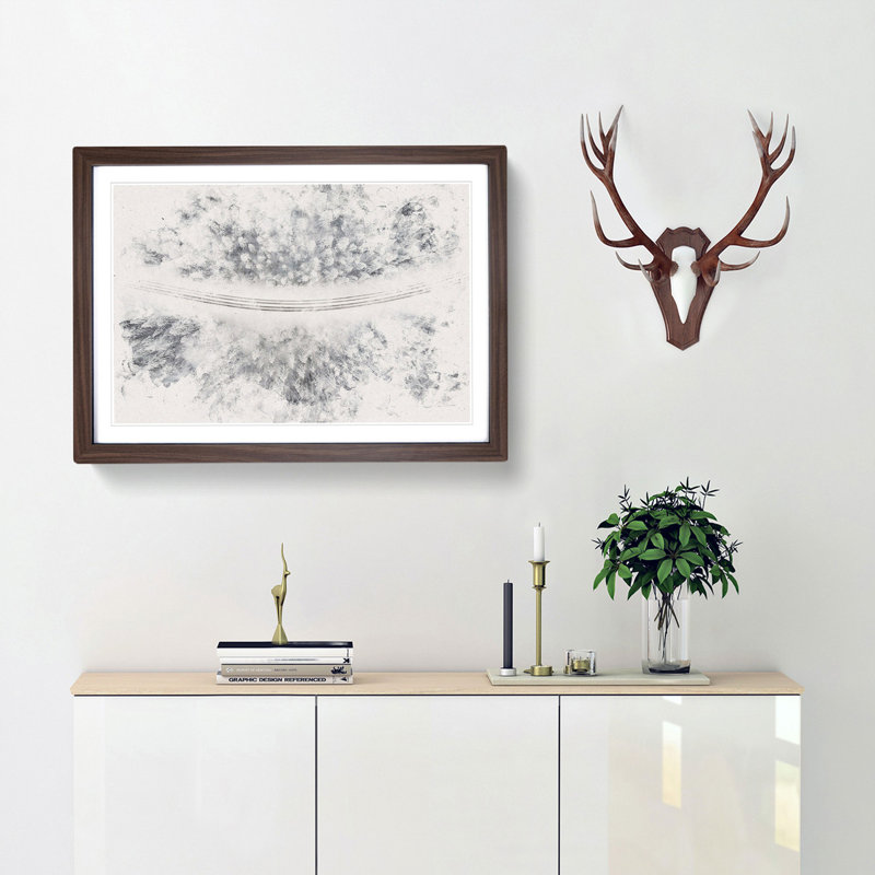 Winter Road Watercolour - Framed Print, 62cm H x 87cm W x 2cm D, Walnut