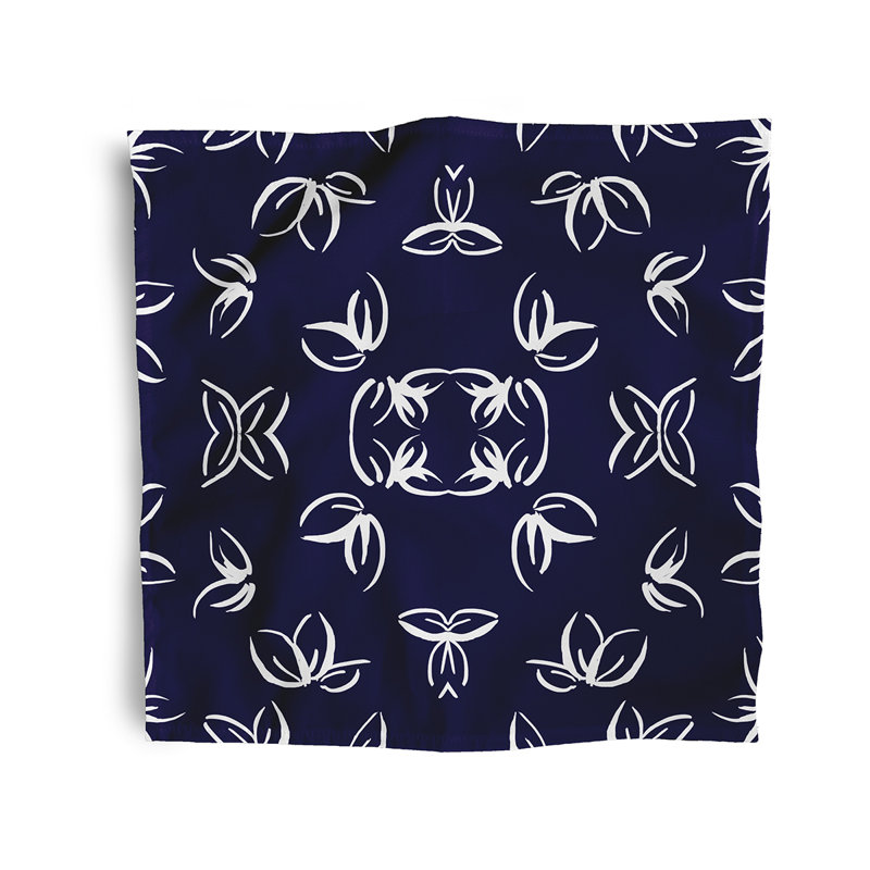 Chealsy Polyester Floral Square Napkin, Navy