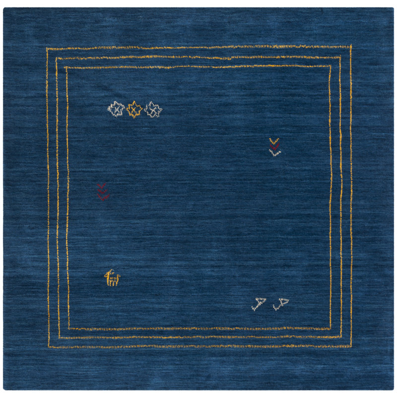 Coraima Hand Loomed Wool Abstract Rug, Square 6'
