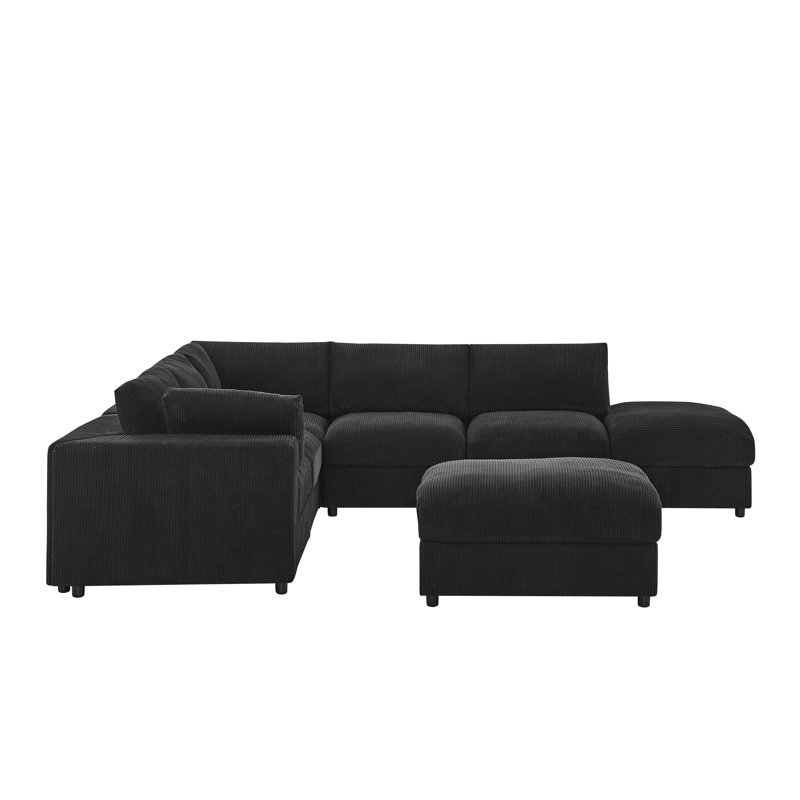 Canapé modulaire en velours côtelé Chanpinemere, Black Corduroy