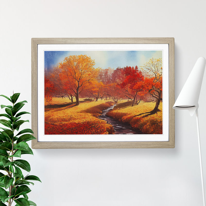 Watercolour Autumn Forest Vol.2 - Single Picture Frame Painting, Oak Framed, 25cm H x 34cm W x 2cm D