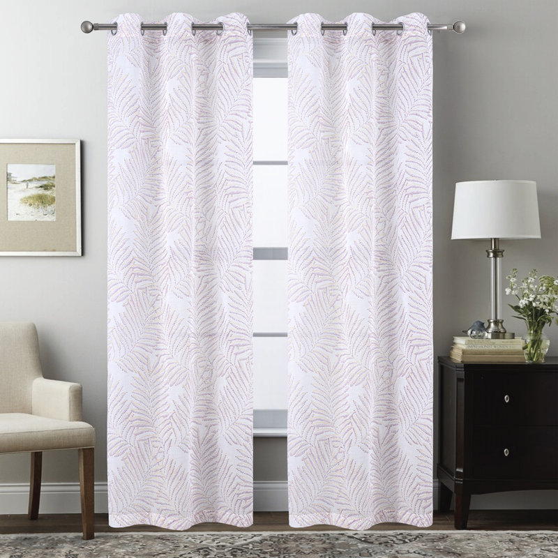 Panneau de rideau de fenêtre semi-transparent Faye, Rose, L 54 po x L 95 po
