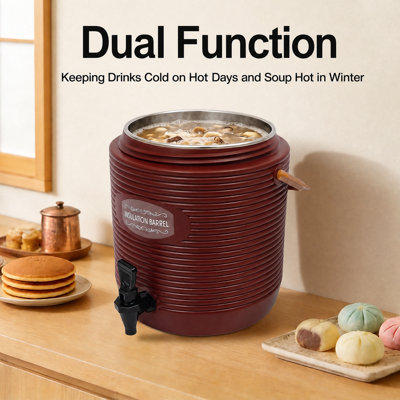 2.91Gal Hot and Cold Drink Dispenser Brown Insulated Beverage Dispenser Insulated Container with Faucet for Home Party Restaurant Buffet