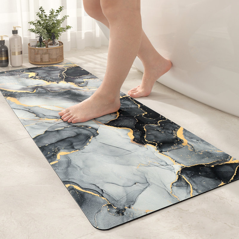 Zowie Non-Slip Bath Rug, 17" W x 43" L, Black