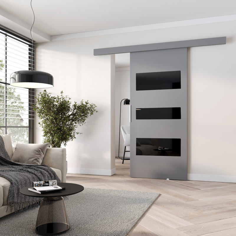 Ralphs Sliding Door Prefinished, 205cm H x 76cm W x 1.6cm D, Grey