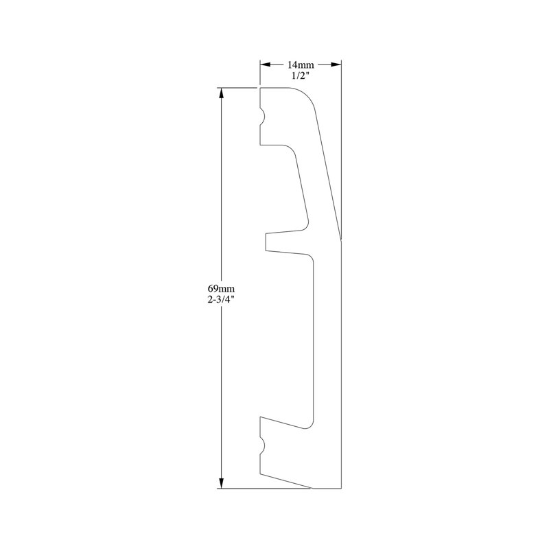 Plastic 2.75'' W x 78.75'' L Wall Base in Primed White