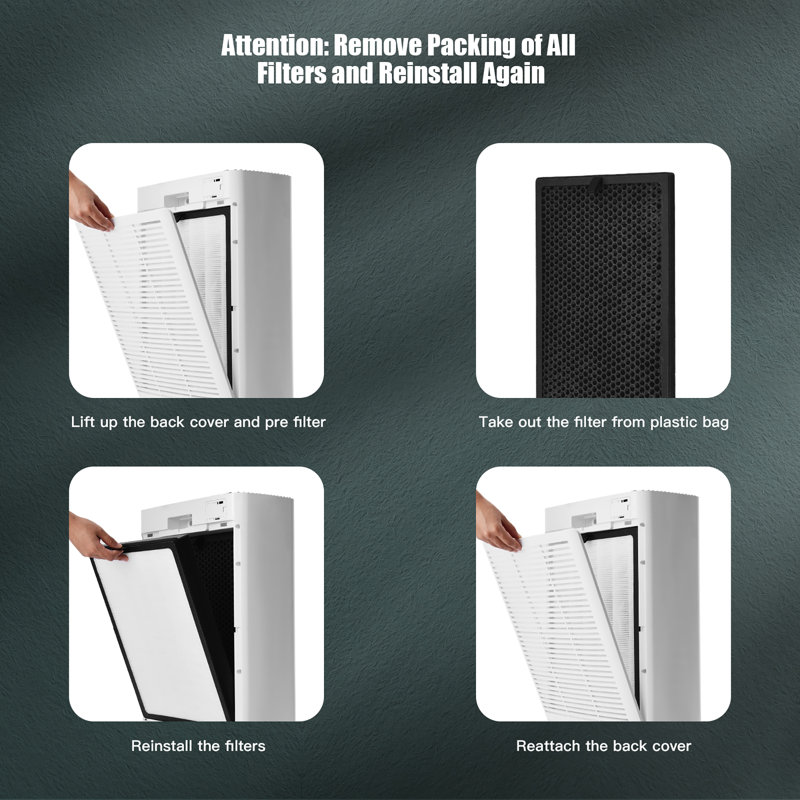 White HEPA Filter Console Air Purifier with Touch Control