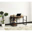 Bureau à structure en métal noir pour espace de travail de bureau à domicile, plateau en bois 58 po, 2 tablettes, bois massif, H 32 po x P 24 po, bureau 45 lb, plateforme, chêne
