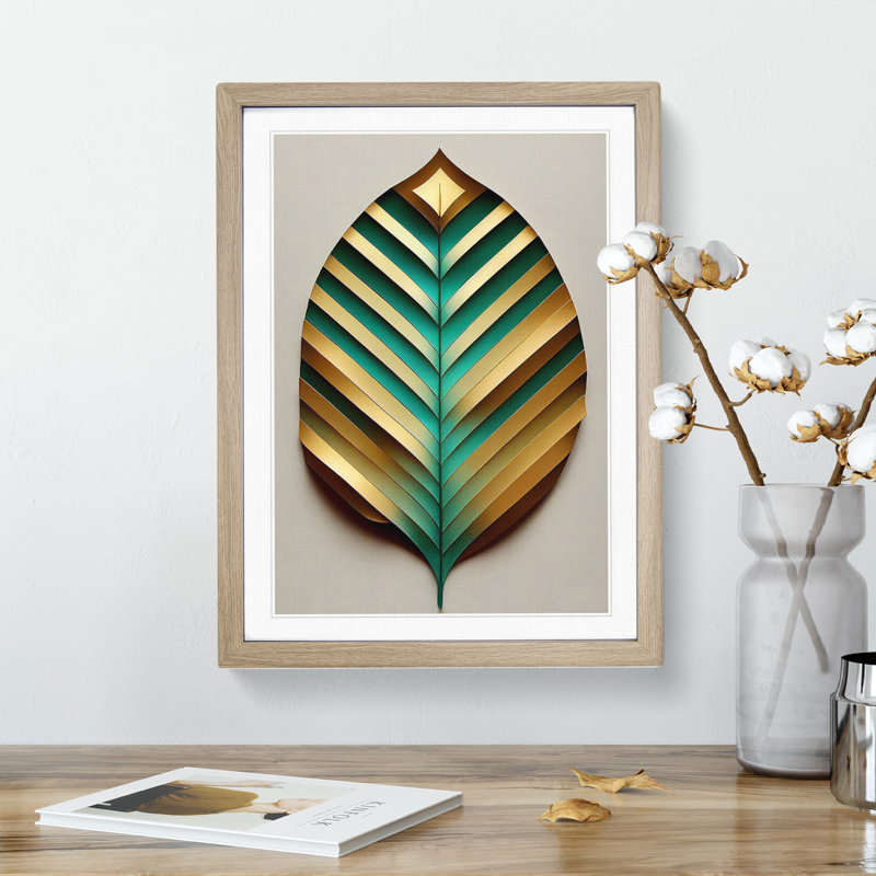 Leaf No.5 - Single Picture Frame Print, 34cm H x 25cm W x 2cm D, Oak Framed