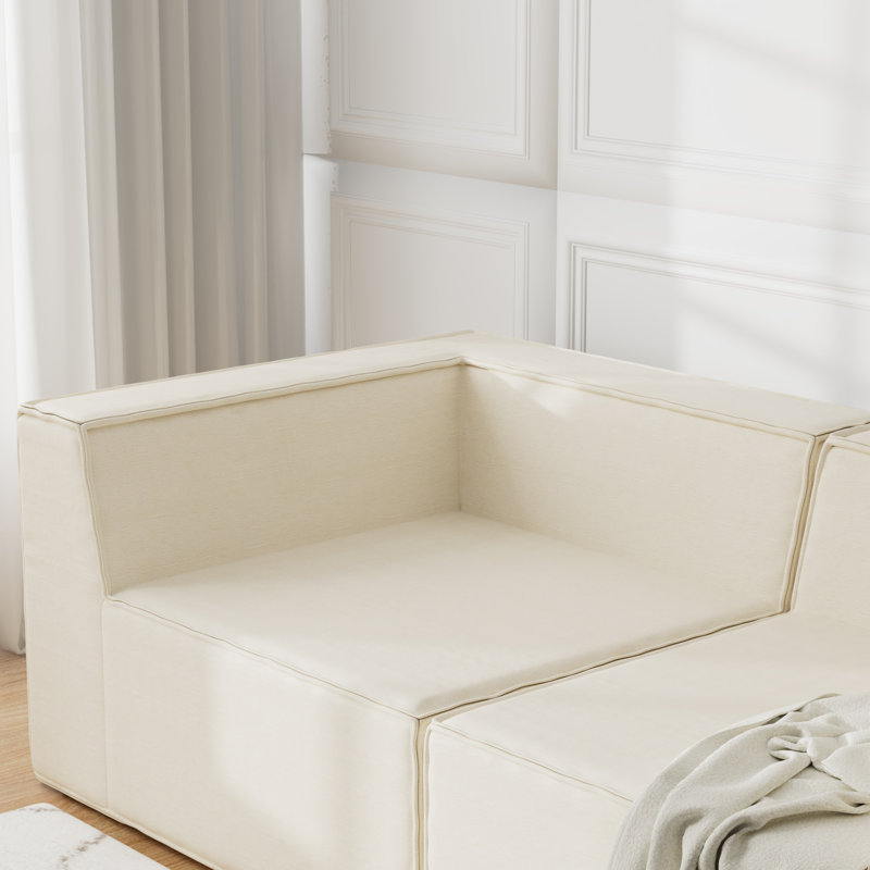 Canapé modulaire rembourré à 3 places Boneless Comfy Cloud, Tissu blanc