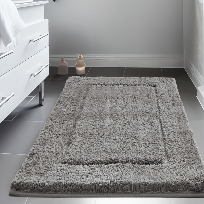 Super Soft Thick Plush Tufted Bathroom Rug, Gray, 24" W x 60" L