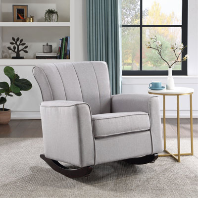 Chaise berçante en lin Denzell gris clair