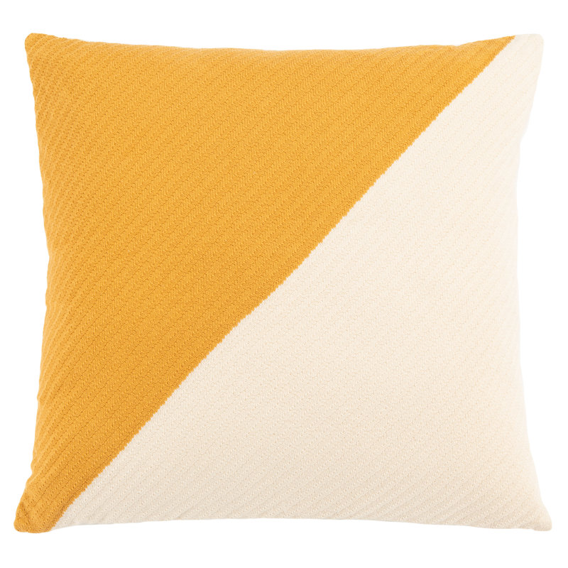 Nyssa Beige and Mustard Cotton Square Floor Pillow