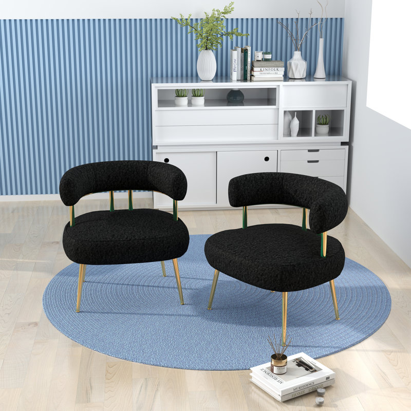 Upholstered Barrel Chair, Black