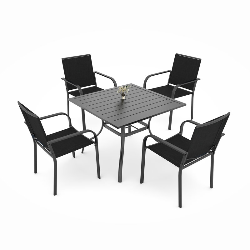 Ensemble repas carré d'extérieur, Noir