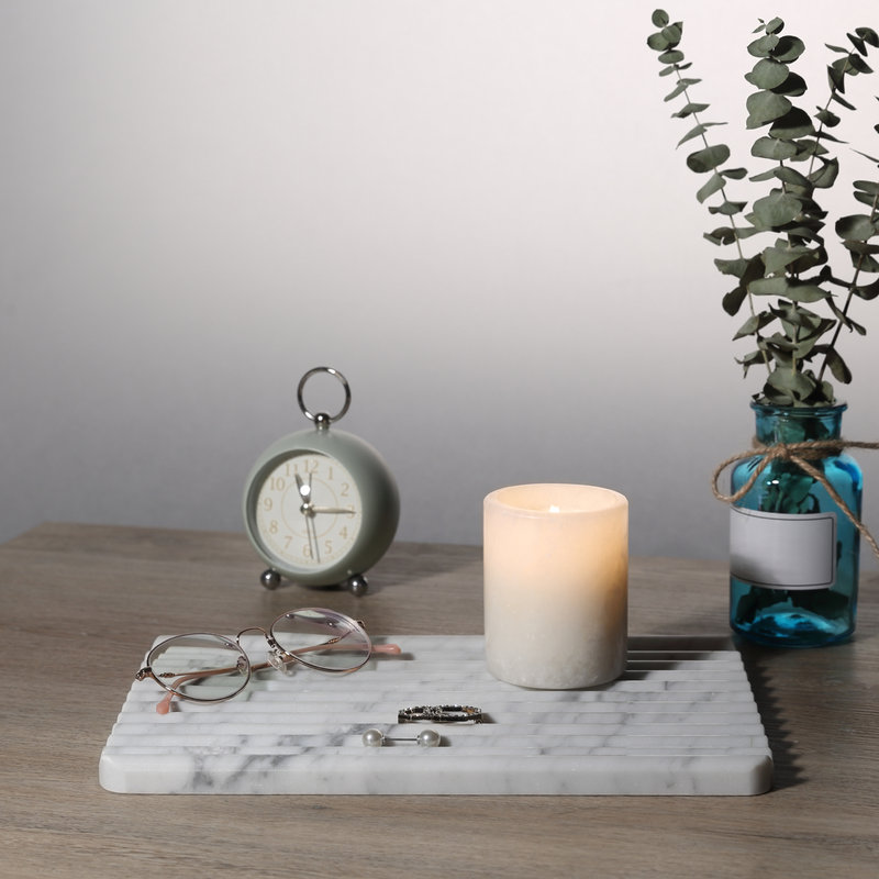Plateau rectangulaire en marbre naturel Guein, Bianco Carrara