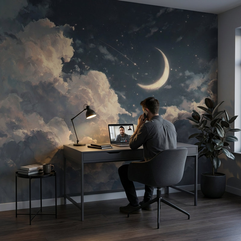 Rouleau double mural ciel nocturne, 120"x96", Peel and Stick