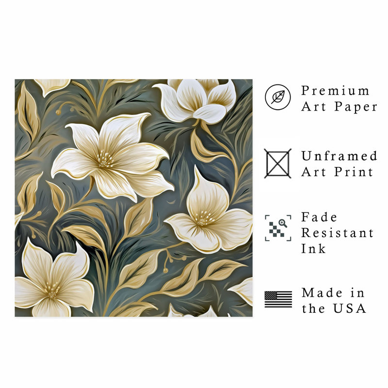 «Floral Flowers IV», reproduction d'art moderne sans cadre, H 18 po x l 18 po