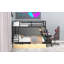 Lit superposé double en métal avec bureau intégré Rangement, aucun sommier requis, robuste Noir
