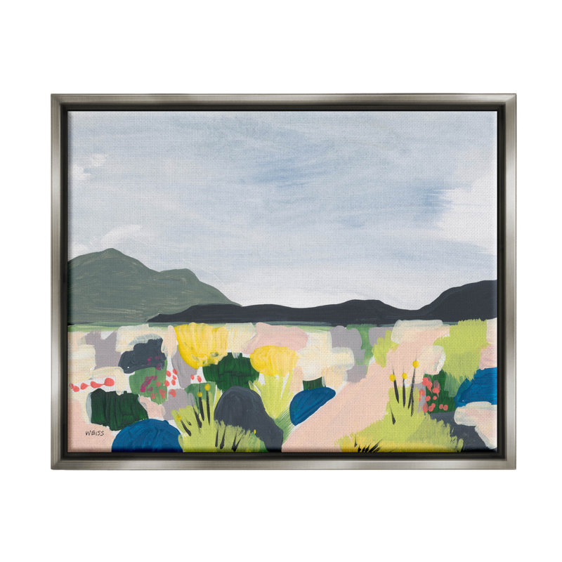 «Wildflower Meadow», art giclée par Jan Weiss, Cadre flottant gris lustré, H 17 po x l 21 po x P 1,7 po