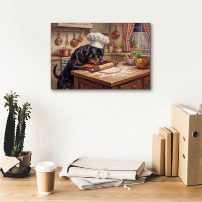  'Rottweiler In The Kitchen' by Rich Monet Canvas Wall Art, 18" x 12"