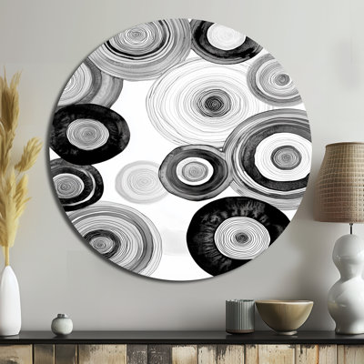 Décoration murale radiale en cercles radiaux et monochromes abstraits