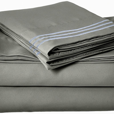 LuxurySoft 1800 Series Wrinkle-Free Pillowcase Set - Hotel Quality, Super Soft, Fade Resistant, Beautiful Design. Deep Pocket Fits Up to 16inch Mattress. 4-Piece Sheet Set.